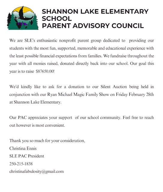 SLE Magic Show Silent Auction Donations Letter