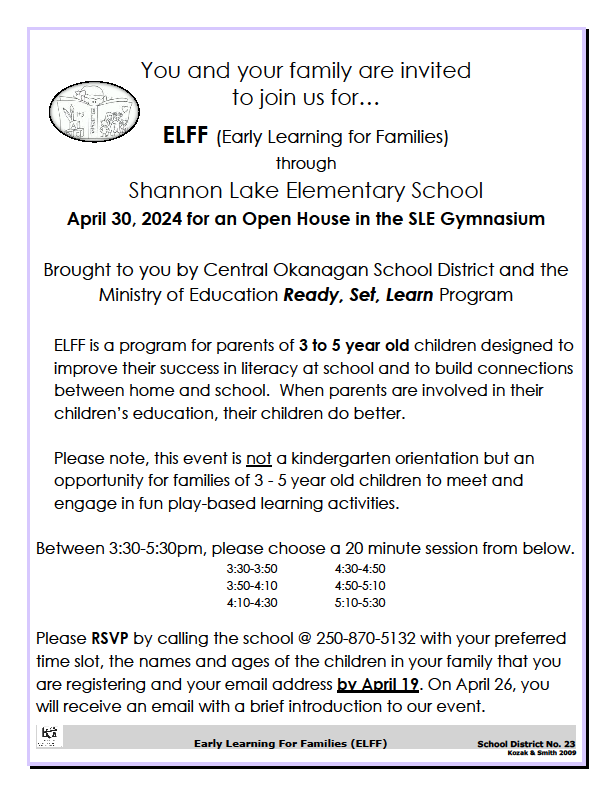 ELFF Information Shannon Lake 2024